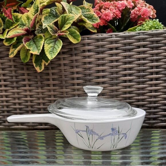 Corelle ‘Shadow Iris’ 1 Pint Menuette Pan w/ Pyrex Lid / Vintage 'Shadow Iris' - Picture 6 of 8